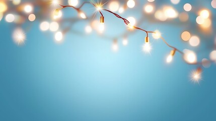 Poster - a string of lights hangs against a blue background, creating a festive and cheerful atmosphere