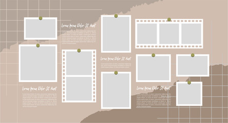 Pictures or photos frame collage layout abstract photo frames and digital photo wall template
