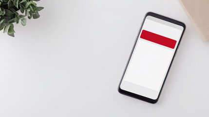 Mockup of a smartphone screen displaying a shopping app with red sale items. ai generated