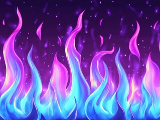 Poster - Abstract Blue and Pink Flames.
