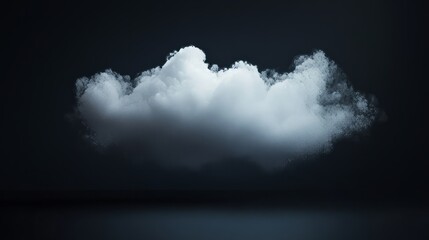 a soft, dreamy white cloud glowing gently against a deep black background