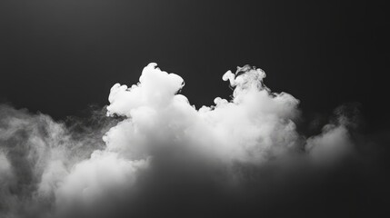 a soft, dreamy white cloud glowing gently against a deep black background