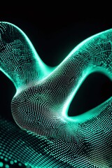 Poster - abstract 3d rendering of luminous, flowing lines creating a wave-like structure with vibrant dots, s