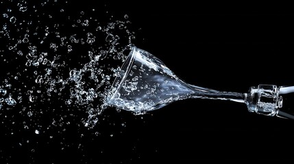 Poster - Splashing Water from a Tilted Glass on Black Background