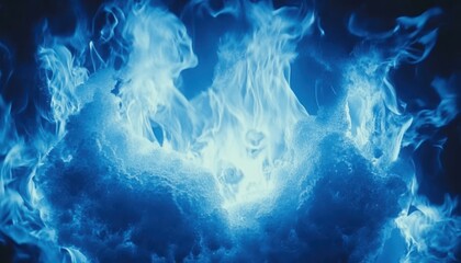 Poster - Abstract Blue Flames.