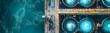© imran - Aerial view of a large water treatment facility, showcasing purification processes  -