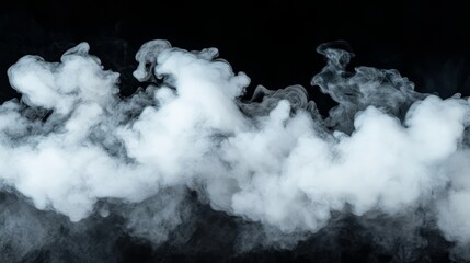 Wall Mural - A thick white smoke plume rising and twisting, isolated beautifully on a black background