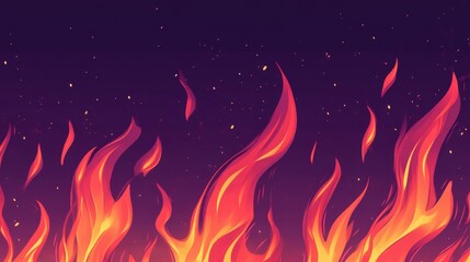 Poster - Burning Flames on a Dark Background.