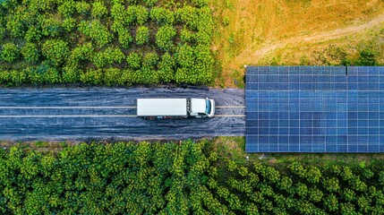 Poster - Analyzing solar energy solutions rural area aerial view natural landscape low resolution sustainability focus