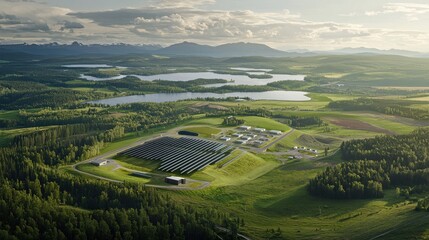 Poster - Developing high-tech energy storage facility green landscape aerial view nature technology
