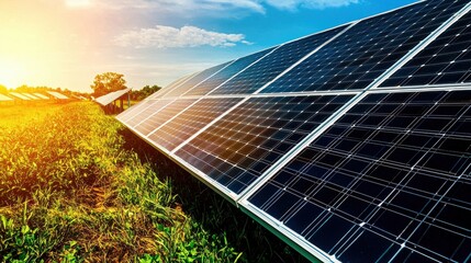 Aufkleber - Harnessing renewable energy modern solar power plant with battery storage outdoor facility nature environment bright daylight sustainable concept