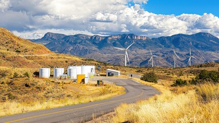 Aufkleber - Harnessing wind energy renewable energy storage facility mountainous region low-resolution image natural environment scenic viewpoint