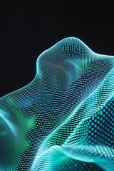 Poster - abstract digital landscape featuring vibrant glowing particles illustrating fluid movement and organ