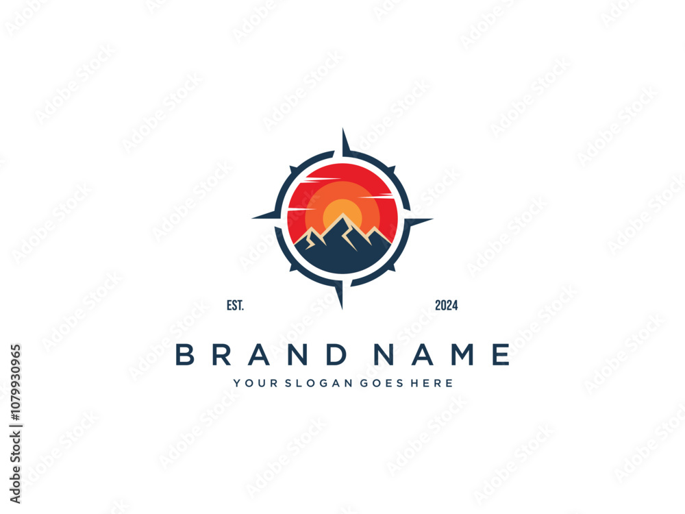 mountain compass logo vector design template Stock Vector | Adobe Stock