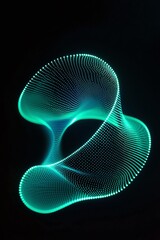 Poster - abstract digital wave structure with vibrant blue and green light patterns isolated on dark backgrou