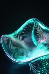 Poster - abstract digital wave with neon lighting and dots creating a futuristic and artistic design element 