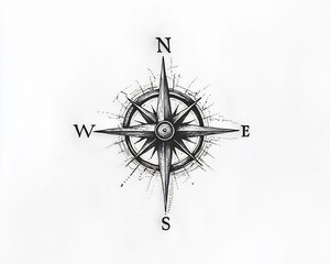 Wall Mural - Stylized Compass Tattoo Representing Direction and Journey Through Life