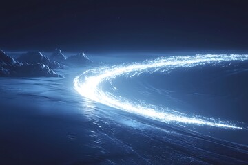 Wall Mural - glowing lines converging in a spiral, resembling an iceberg.