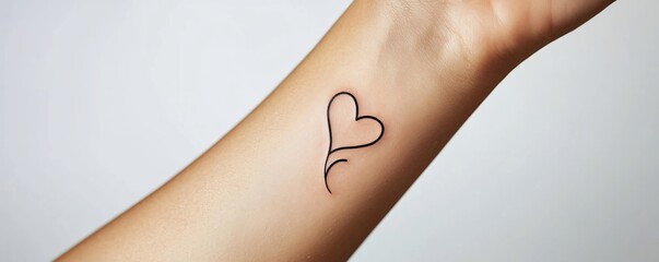 Poster - Minimalist Heart Tattoo with Single Line Symbolizing Love and Simplicity