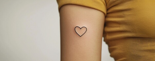 Poster - Minimalist Heart Shaped Tattoo with Clean Line Forming Elegant Symbol of Love and Simplicity