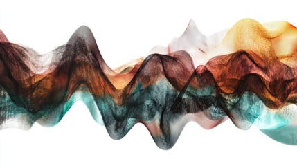 Poster - Abstract Flowing Waves in Earth Tone Colors on a White Background Representing Movement and Fluidity in Modern Art and Design for Creative Concepts