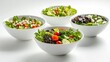 © Theeranan - Fresh and Colorful Assortment of Healthy Salads in White Bowls Perfect for a Nutrient-Rich Meal or Culinary Display in a Modern Kitchen Setting