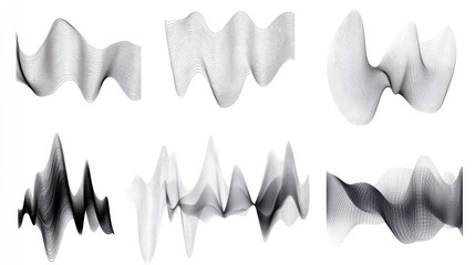 Poster - Abstract Black and White Wave Patterns Displaying Flowing Lines and Curved Shapes Suitable for Artistic and Design Projects, Technology, or Backgrounds