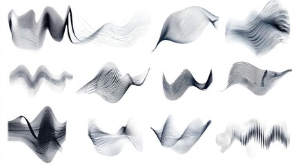 Poster - Abstract Black and White Wave Patterns Representing Sound and Movement with Elegance and Fluidity in Modern Design for Backgrounds and Textures