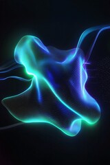 Poster - ethereal fluid shape with glowing lines and vibrant colors on a dark background, perfect for abstrac