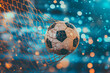 © Ram - Dynamic soccer ball hitting the net with glowing bokeh background, capturing the essence of goal moments, energy, sports passion, and vibrant football action in high detail