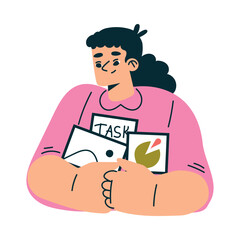 Aufkleber - Productive Workflow with Woman Managing Task Vector Illustration