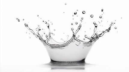 Poster - Isolated Splash of Water on White Background Capturing the Dynamic Movement and Elegance of Liquid Droplets in Motion