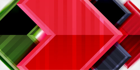 Poster - Arrow symbols created with 3d effects and line texture geometric abstract background