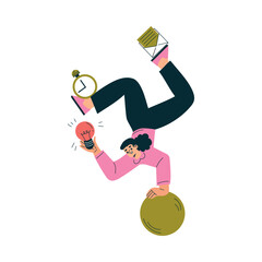 Aufkleber - Productive Workflow with Woman Balancing on Ball Managing Task Vector Illustration