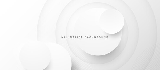 Wall Mural - Modern abstract white background with circular layers. 