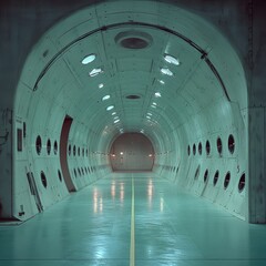 Poster - Nuclear engineer discusses biosafety measures in radioactive waste containment chamber energy sector technical environment inside viewpoint