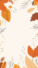 Poster - Autumn Leaves Border Banner with Minimalist Flat Doodle Style Illustration