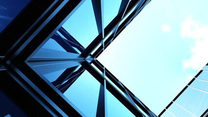Poster - 3d rendering of modern architecture, Skyscraper corporate office building with glass window