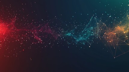 A colorful line of dots that are scattered across a dark background