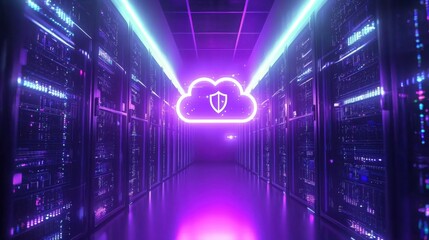Poster - Neon Cloud Security Concept in Data Center Setting