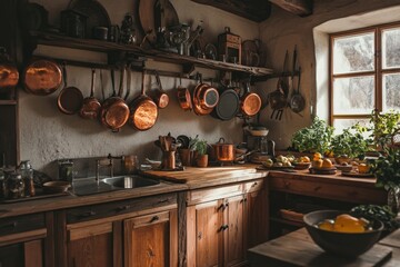 Cozy and Rustic Farmhouse Kitchen with Vintage Cookware