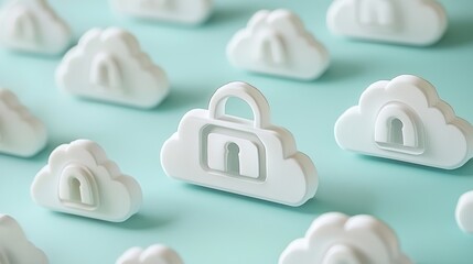 Poster - Cloud Security Concept with Padlock Icons in Background