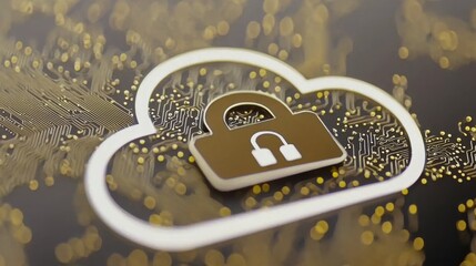 Poster - Cloud Storage Security Concept with Lock Icon