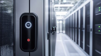 Poster - Modern Data Center Control Panel with Server Racks