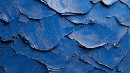 Poster - Abstract Blue Sea Texture with Chaotic Layers of Thick Paint and Fluid Shapes, Perfect for Artistic and Creative Projects