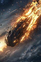 Wall Mural - space science research focusing on asteroids and meteorites.