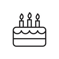 Poster - Birthday cake icon outline set sign