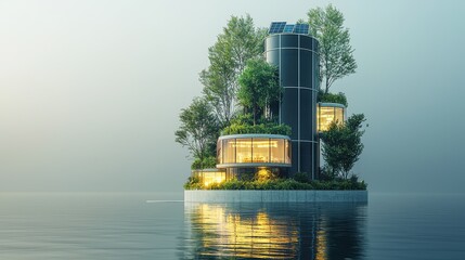 Poster - Innovative nuclear energy containment chamber design futuristic cooling tower concept eco-friendly environment modern engineering perspective