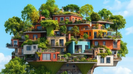 Aufkleber - Innovative architecture unveils eco-friendly homes on unique floating landscapes