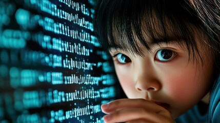 Poster - Child engages with digital data display